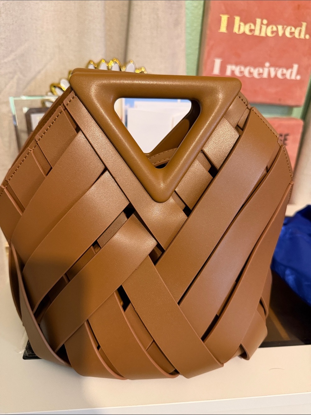 Braided Brown Women’s Handbag - Stylish Woven Tote